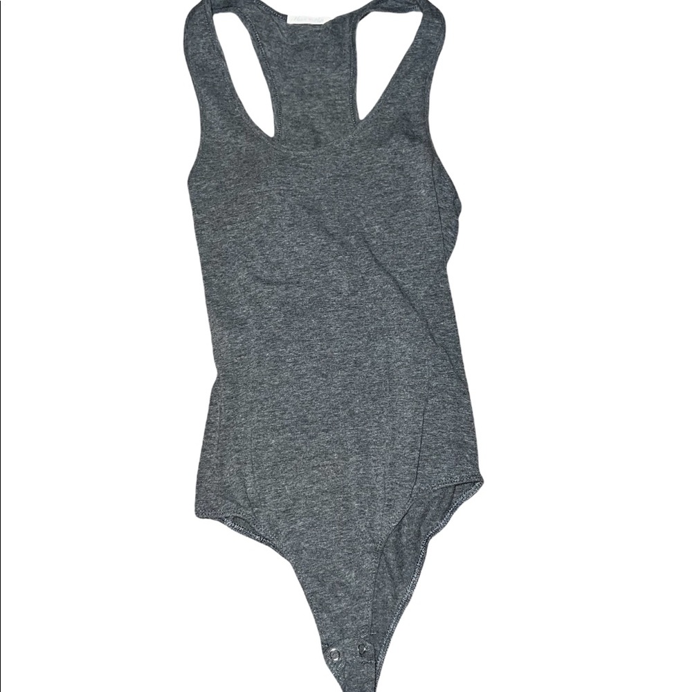 grey x-back sleeveless bodysuit, size S